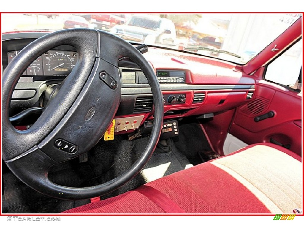 Red Interior 1996 Ford F350 XL Regular Cab Commercial Utility Photo #54779188