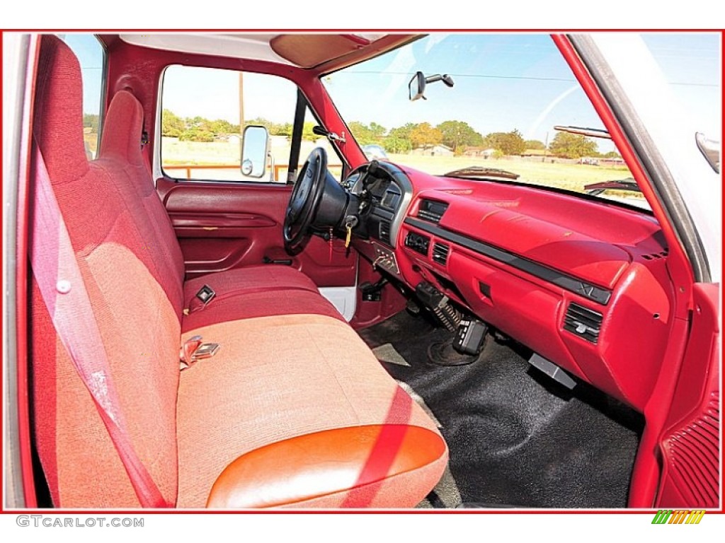 Red Interior 1996 Ford F350 XL Regular Cab Commercial Utility Photo #54779283