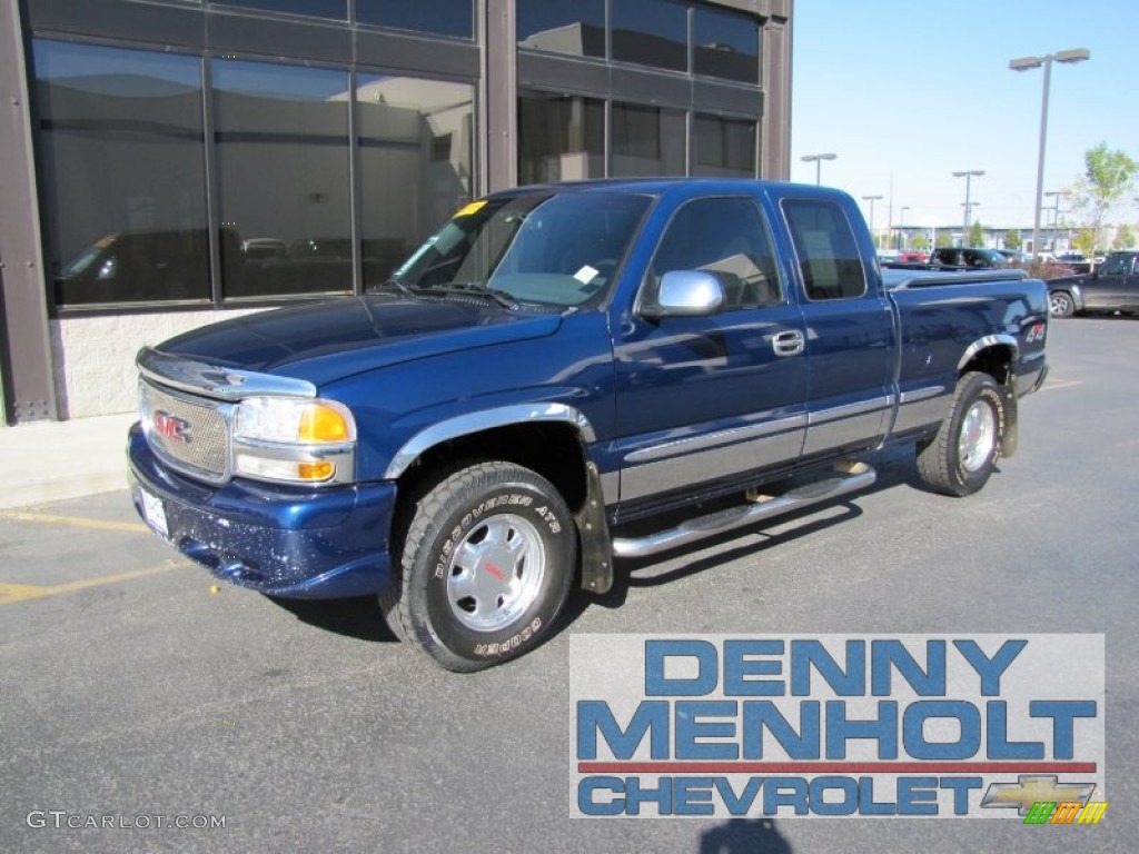 2002 Sierra 1500 SLE Extended Cab 4x4 - Indigo Blue Metallic / Graphite photo #1