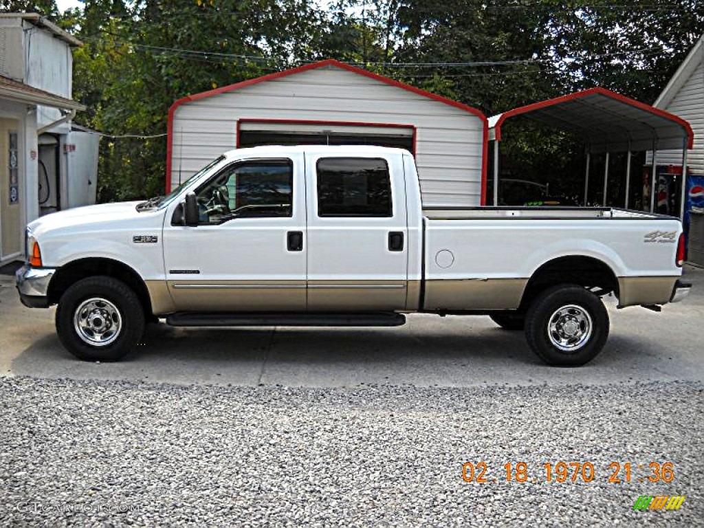 2000 F350 Super Duty Lariat Crew Cab 4x4 - Oxford White / Medium Parchment photo #1