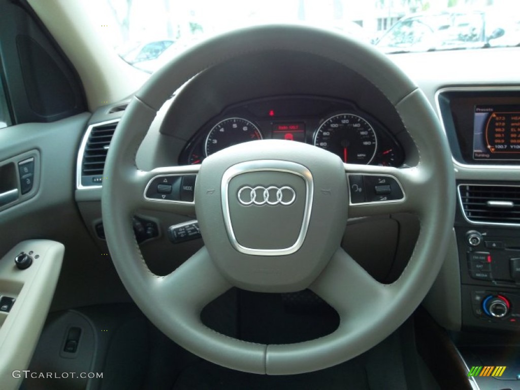 2011 Audi Q5 2.0T quattro Cardamom Beige Steering Wheel Photo #54796972