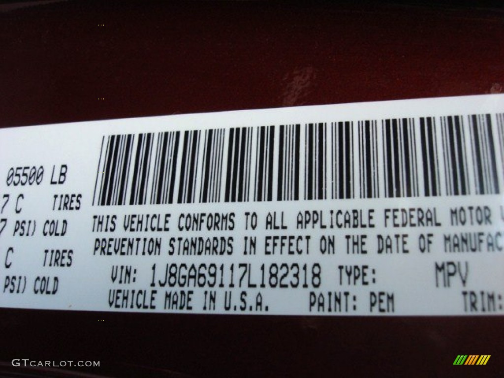 2007 Wrangler Unlimited Color Code PEM for Red Rock Crystal Pearl Photo #54797914