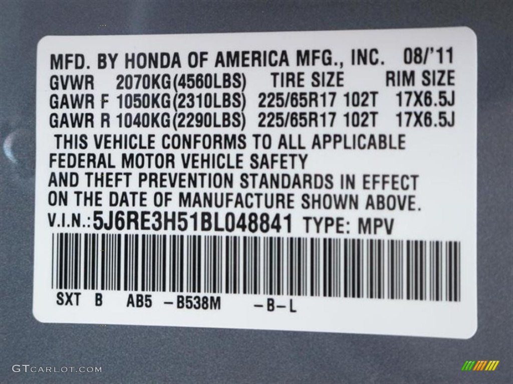 2011 CR-V EX - Glacier Blue Metallic / Gray photo #10