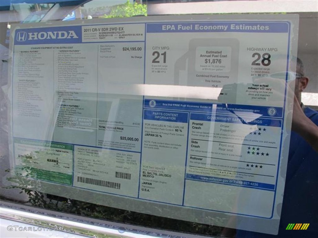 2011 Honda CR-V EX Window Sticker Photos