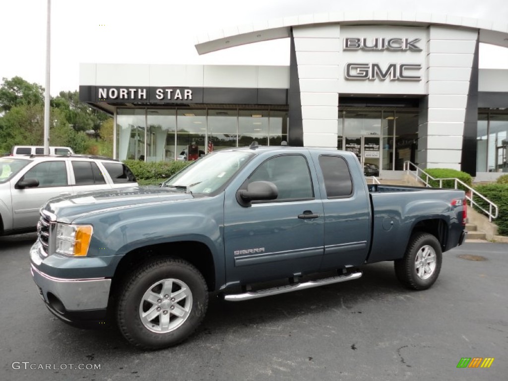 2012 Sierra 1500 SLE Extended Cab 4x4 - Stealth Gray Metallic / Ebony photo #1