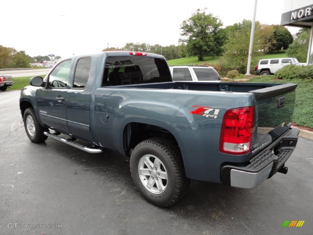 2012 Sierra 1500 SLE Extended Cab 4x4 - Stealth Gray Metallic / Ebony photo #3