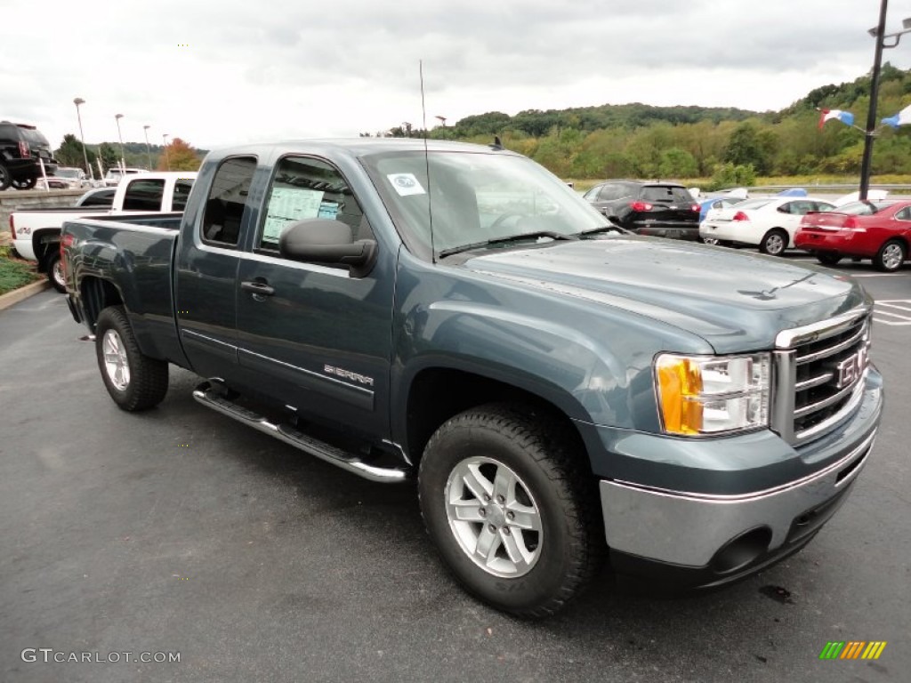 2012 Sierra 1500 SLE Extended Cab 4x4 - Stealth Gray Metallic / Ebony photo #7