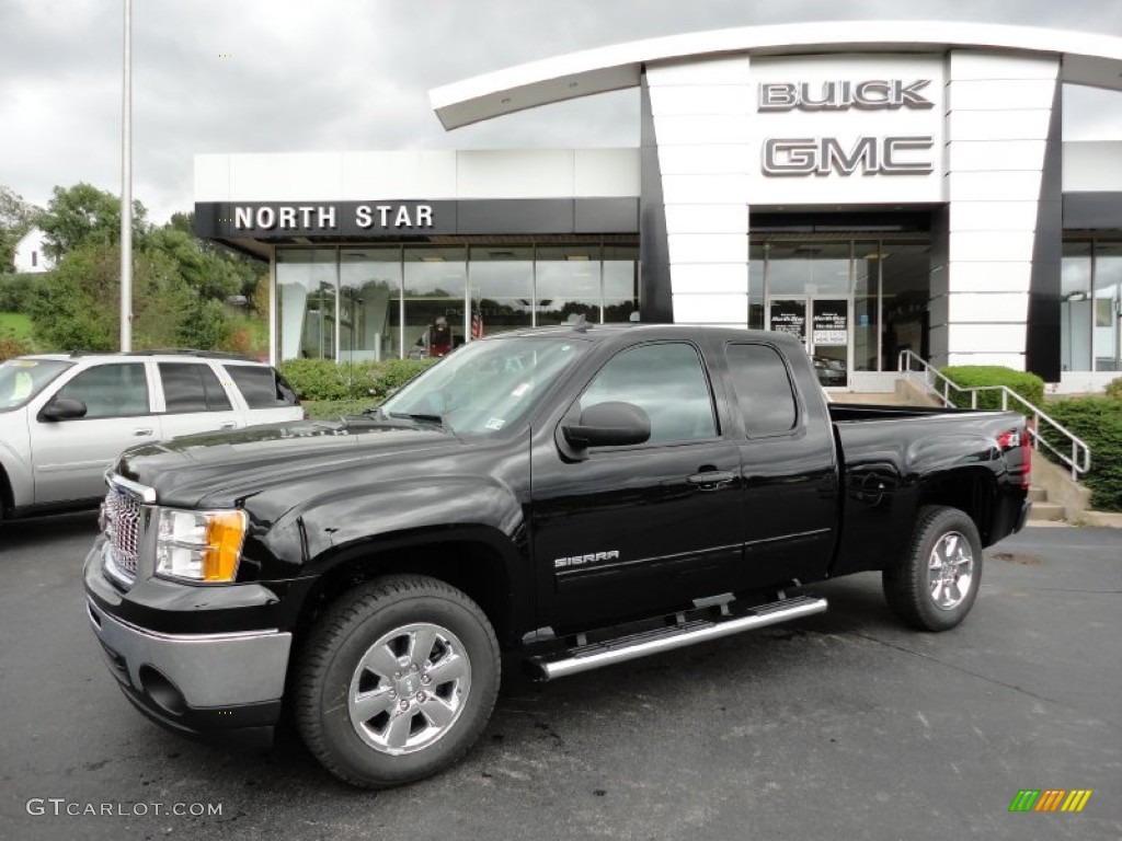 2012 Sierra 1500 SLE Extended Cab 4x4 - Onyx Black / Ebony photo #1