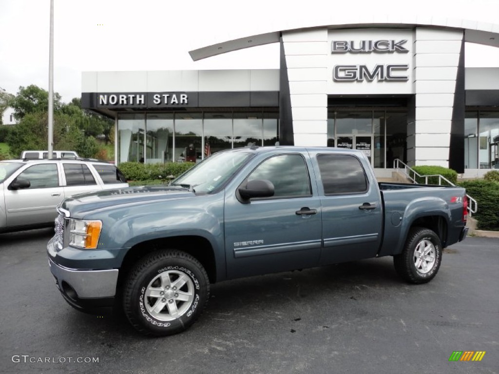 2012 Sierra 1500 SLE Crew Cab 4x4 - Stealth Gray Metallic / Ebony photo #1