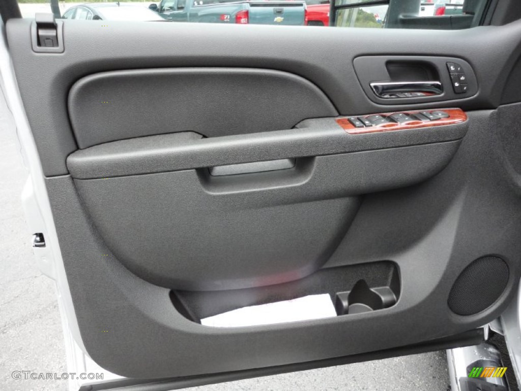 2012 GMC Sierra 3500HD SLT Crew Cab 4x4 Dually Ebony Door Panel Photo #54808144