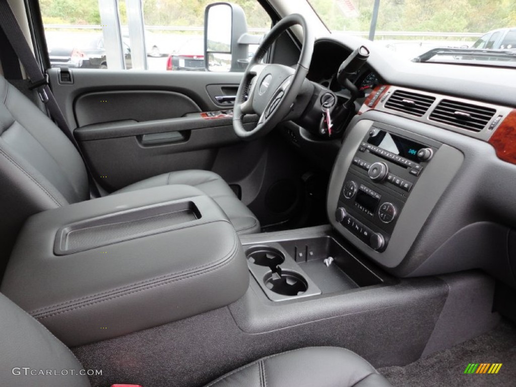 Ebony Interior 2012 GMC Sierra 3500HD SLT Crew Cab 4x4 Dually Photo #54808156