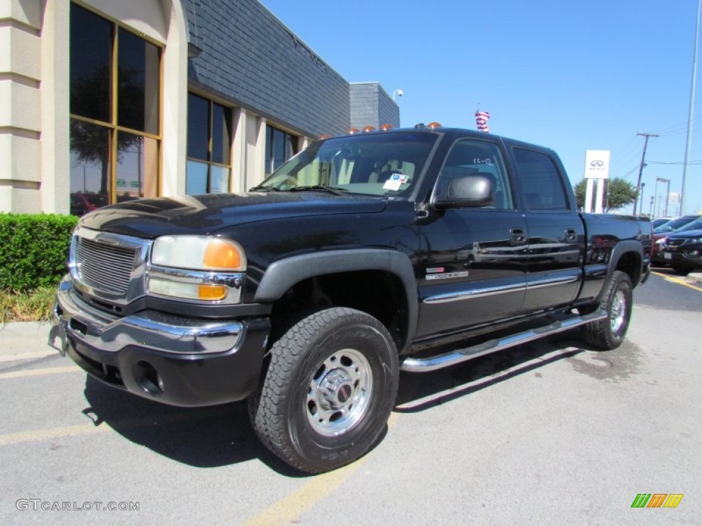 2003 Sierra 2500HD SLT Crew Cab 4x4 - Onyx Black / Pewter photo #7