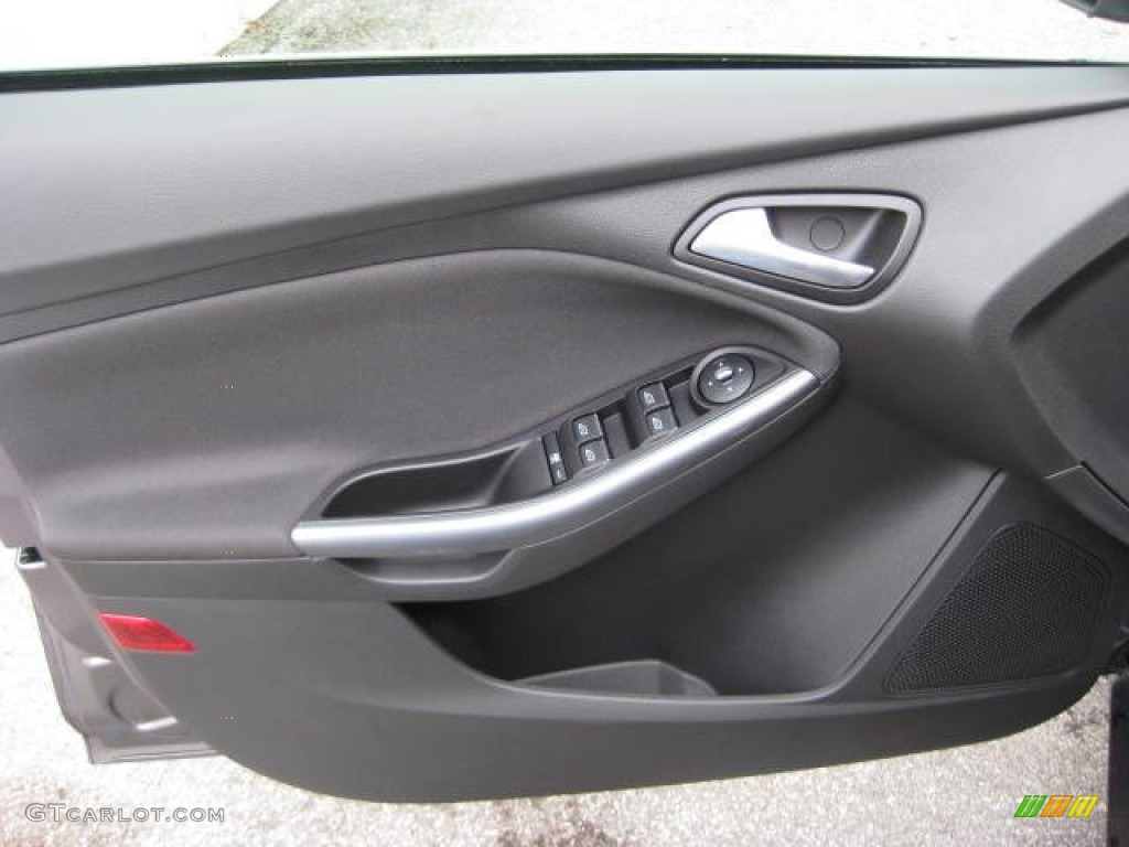 2012 Ford Focus Titanium Sedan Charcoal Black Leather Door Panel Photo #54810667