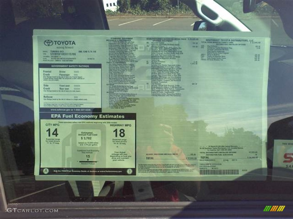 2012 Toyota Tundra SR5 Double Cab Window Sticker Photo #54811522