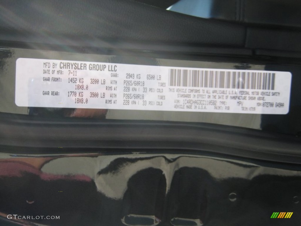 2012 Durango Color Code PXR for Brilliant Black Crystal Pearl Photo #54818134