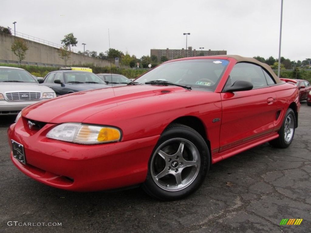 1998 Mustang GT Convertible - Vermillion Red / Saddle photo #1