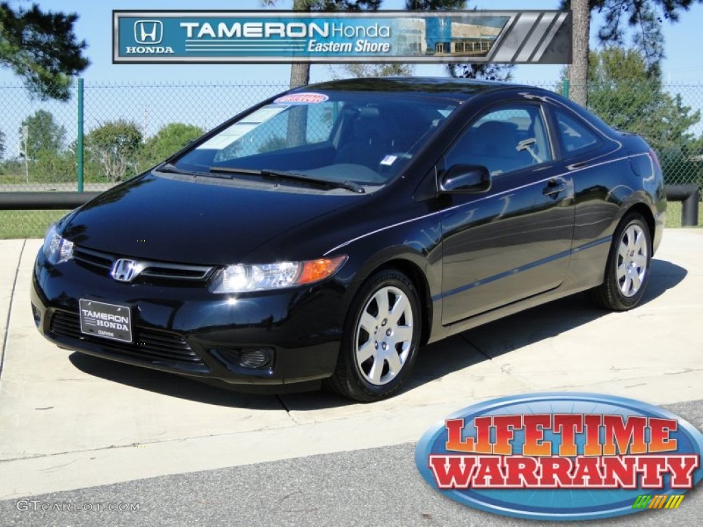 2007 Civic LX Coupe - Nighthawk Black Pearl / Gray photo #1