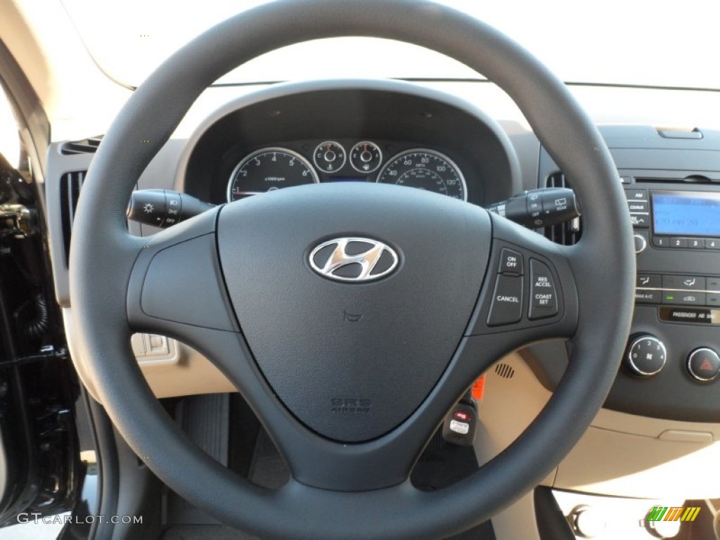 2012 Elantra GLS Touring - Black Noir Pearl / Beige photo #30