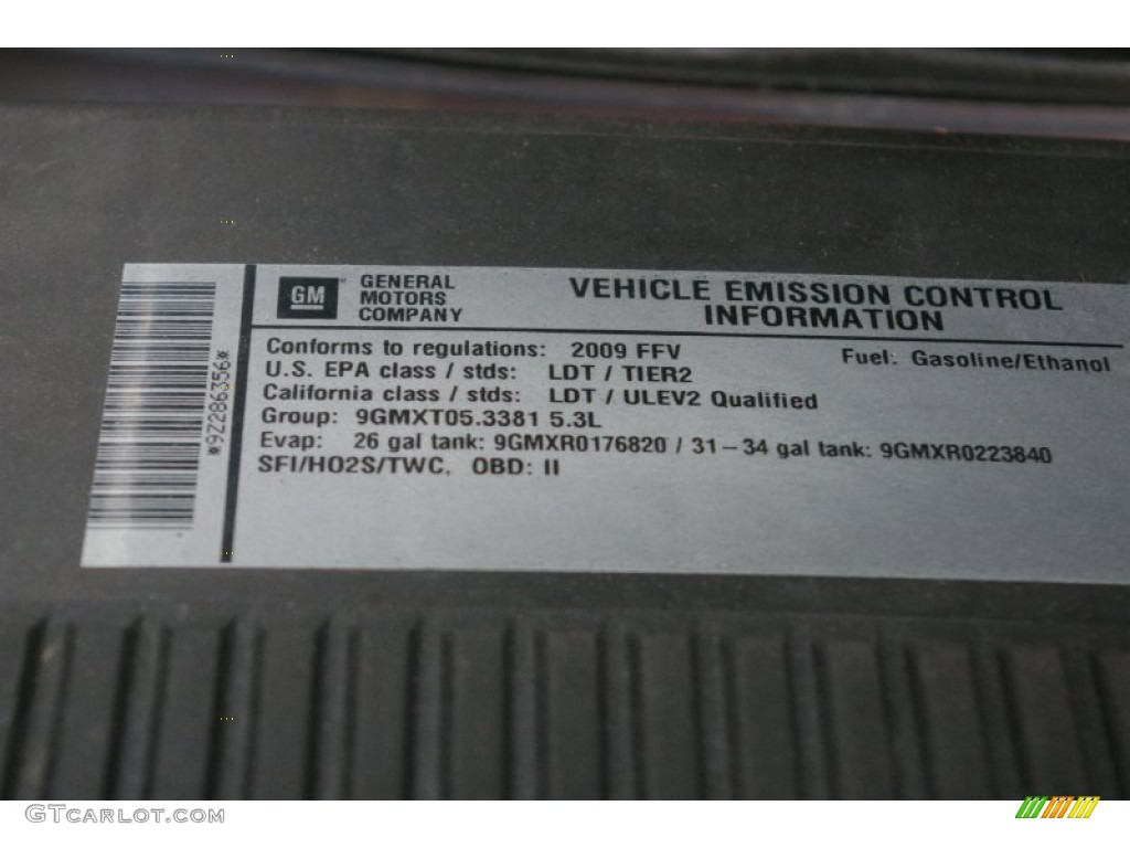 2009 Chevrolet Silverado 1500 LT Extended Cab 4x4 Info Tag Photo #54845047