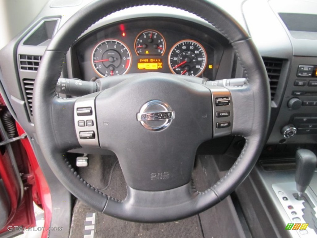 2008 Nissan Titan SE Crew Cab 4x4 Charcoal Steering Wheel Photo #54849901