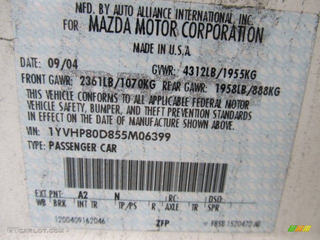 2005 MAZDA6 s Grand Touring Sedan - Performance White / Beige photo #14