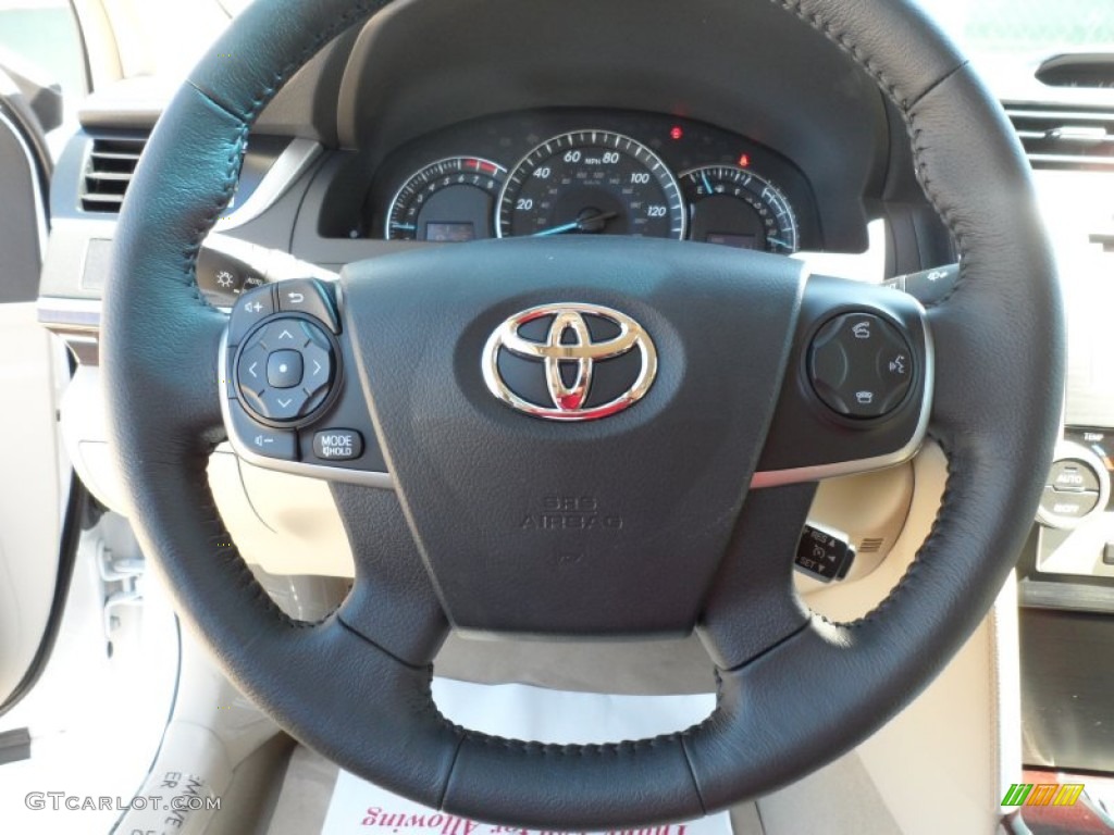 2012 Toyota Camry XLE V6 Ivory Steering Wheel Photo #54854905