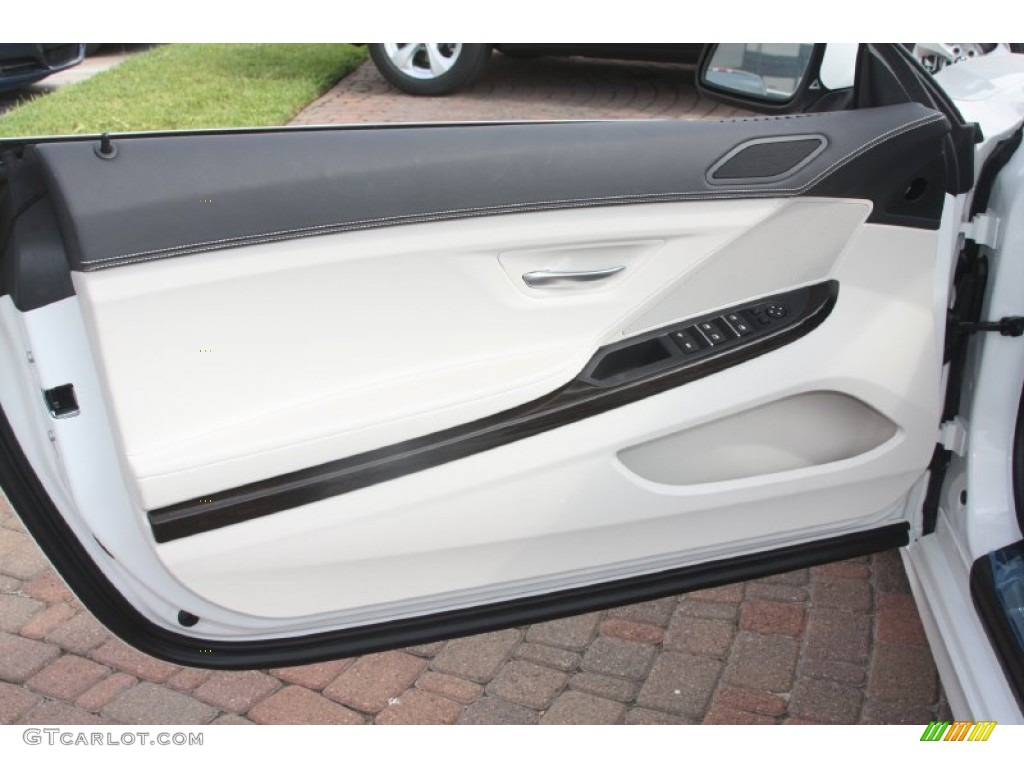 2012 BMW 6 Series 650i Convertible Ivory White Nappa Leather Door Panel Photo #54874348