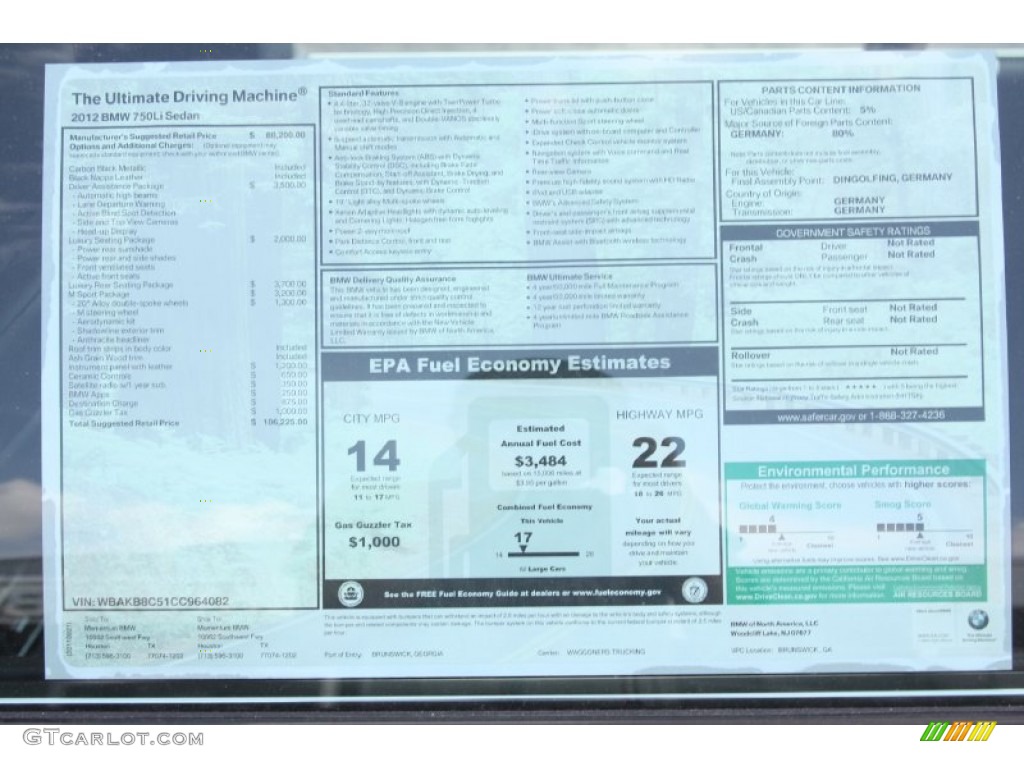 2012 7 Series 750Li Sedan - Carbon Black Metallic / Black photo #31