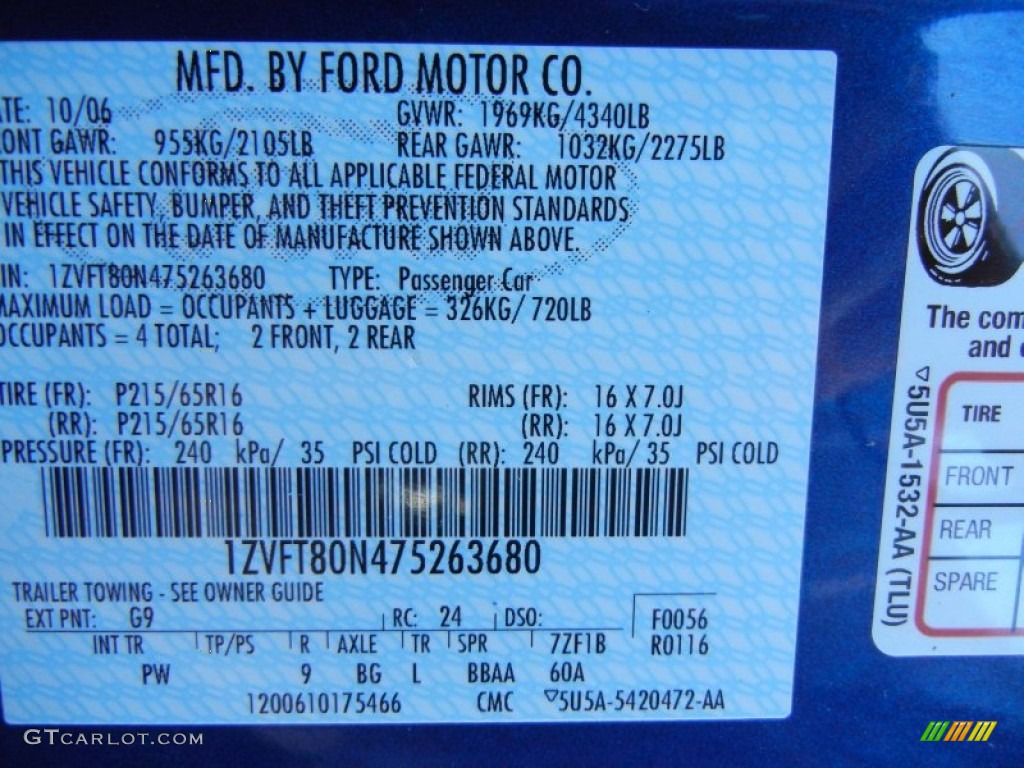 2007 Mustang V6 Premium Coupe - Vista Blue Metallic / Dark Charcoal photo #27