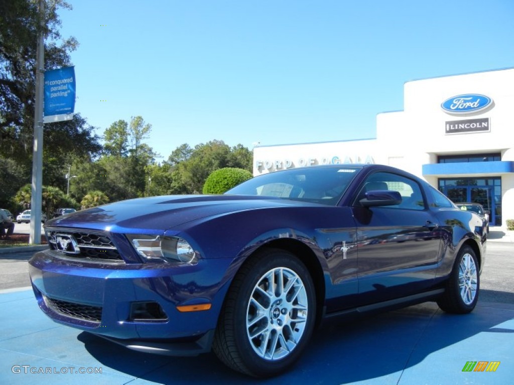 2012 Mustang V6 Premium Coupe - Kona Blue Metallic / Stone photo #1