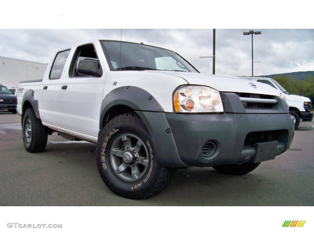 2002 Frontier XE Crew Cab 4x4 - Cloud White / Charcoal photo #25