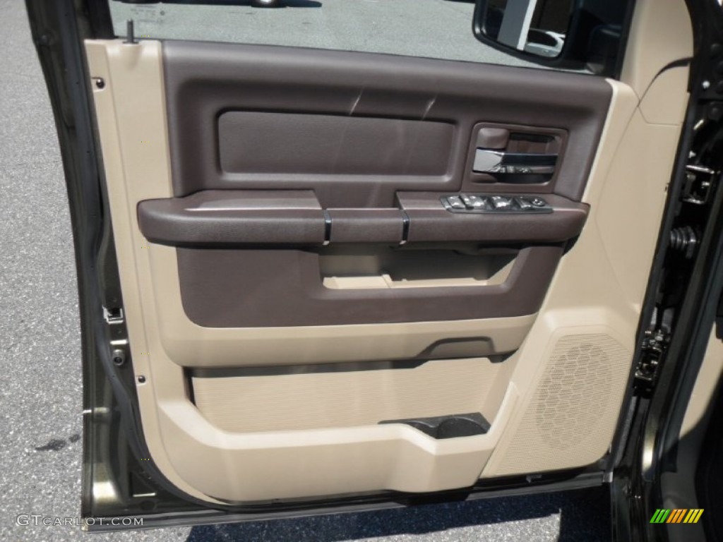 2012 Dodge Ram 1500 SLT Quad Cab Light Pebble Beige/Bark Brown Door Panel Photo #54894337