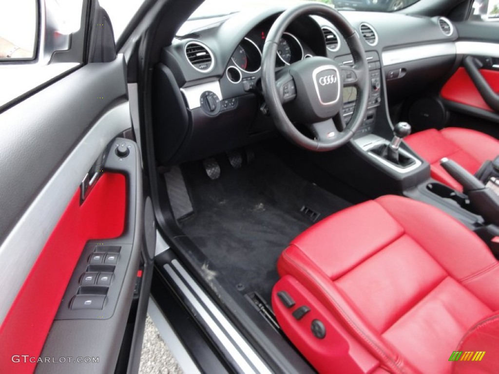 Red Interior 2007 Audi S4 4.2 quattro Cabriolet Photo #54897401