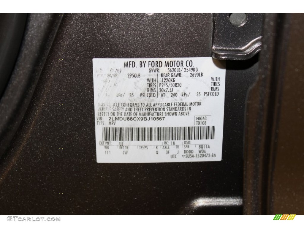 2009 MKX Color Code UJ for Sterling Grey Metallic Photo #54900110