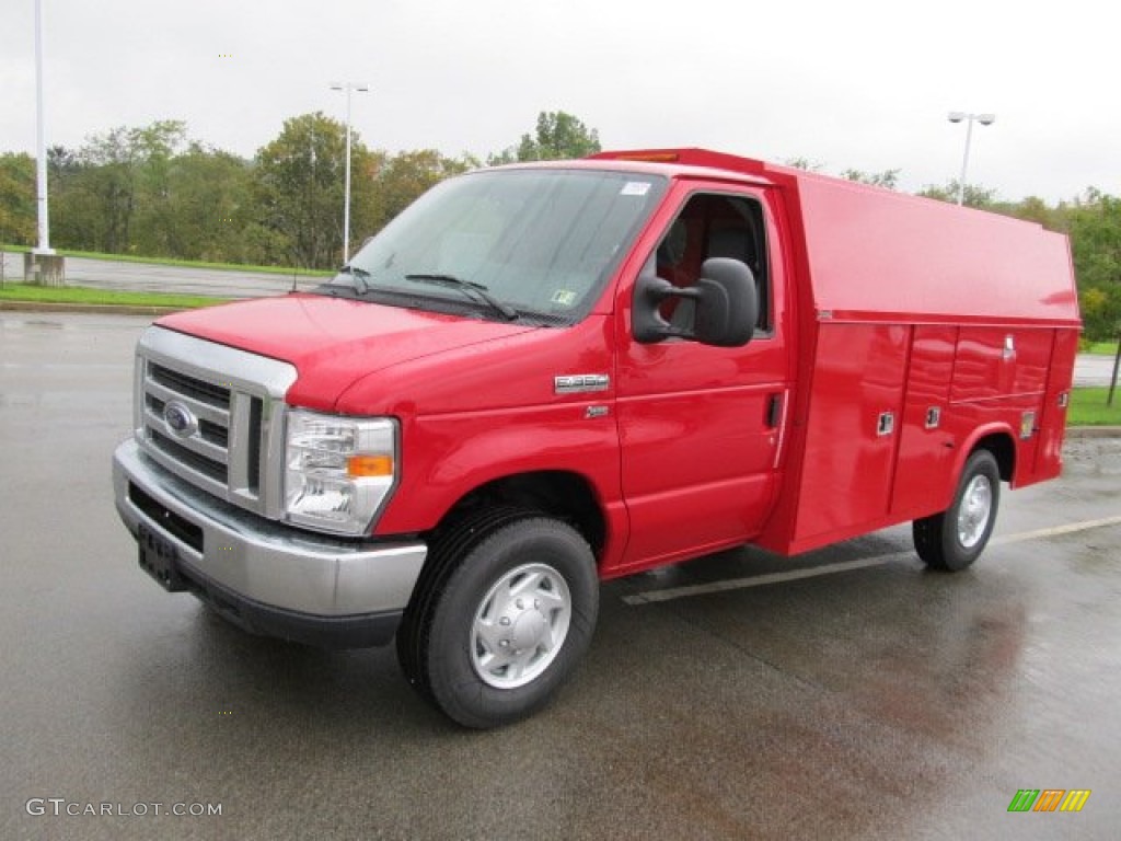 2011 E Series Cutaway E350 Commercial Utility Truck - Vermillion Red / Medium Flint photo #7