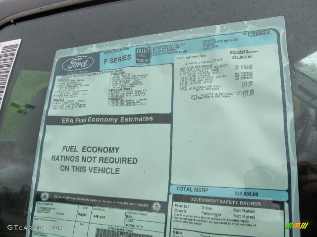 2011 Ford F250 Super Duty XL Regular Cab Window Sticker Photos