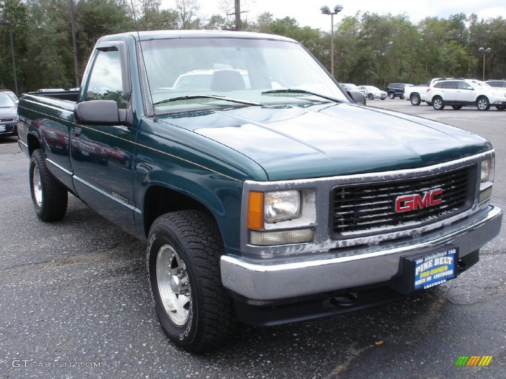 1998 Sierra 1500 SL Regular Cab 4x4 - Laguna Green Metallic / Neutral photo #3