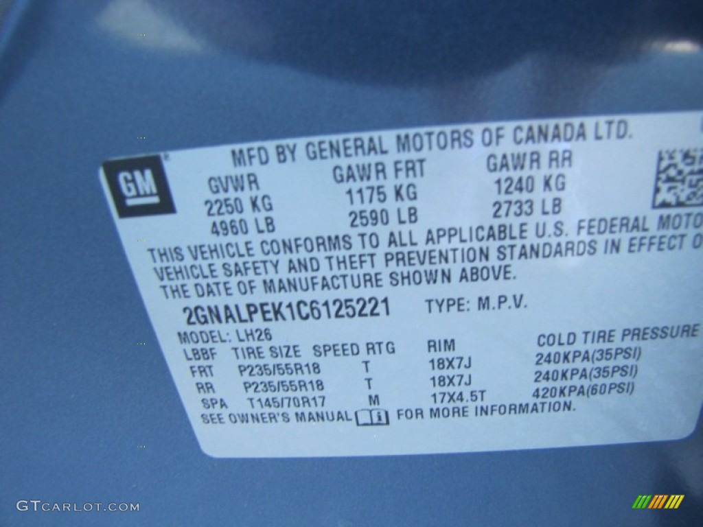 2012 Equinox LT - Twilight Blue Metallic / Light Titanium/Jet Black photo #18