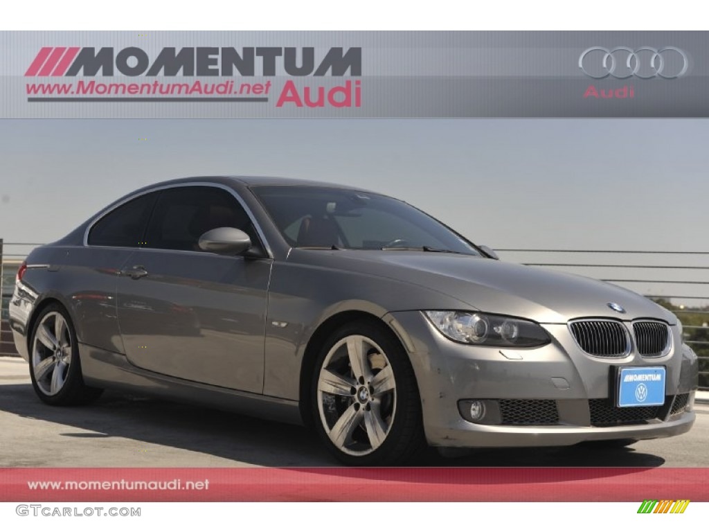 2007 3 Series 335i Coupe - Titanium Silver Metallic / Coral Red/Black photo #1