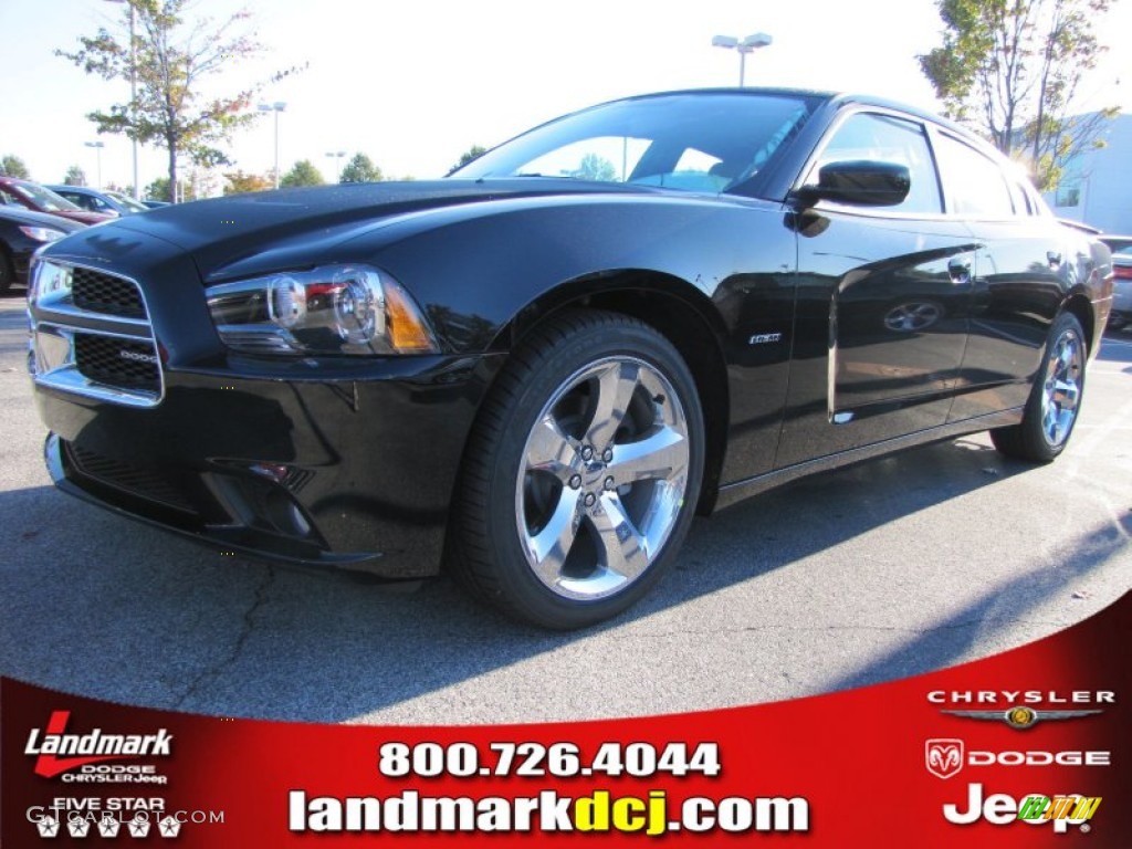 2012 Charger R/T Plus - Pitch Black / Tan/Black photo #1