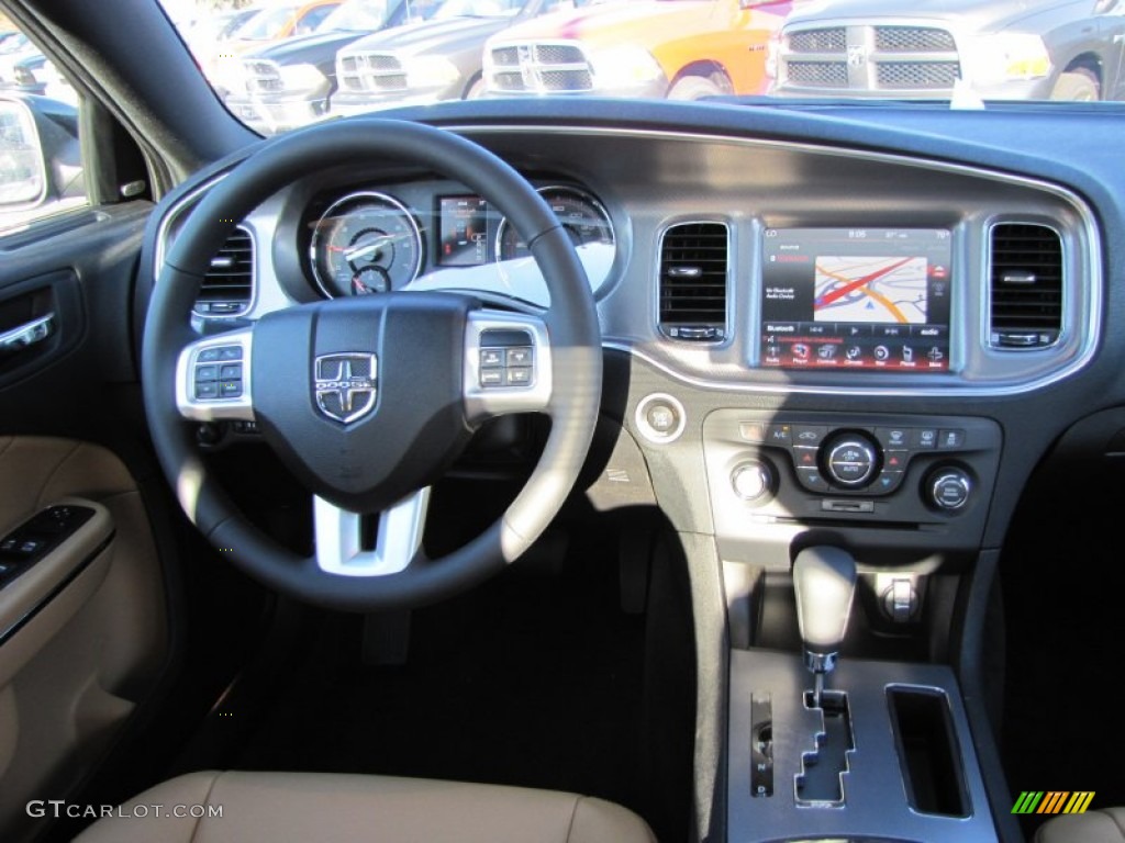 2012 Dodge Charger R/T Plus Tan/Black Dashboard Photo #54917647