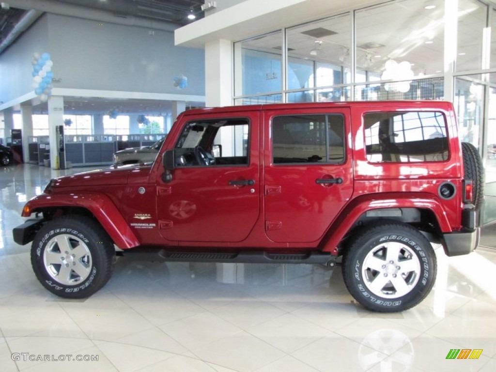 Deep Cherry Red Crystal Pearl 2012 Jeep Wrangler Unlimited Sahara 4x4 Exterior Photo #54917701
