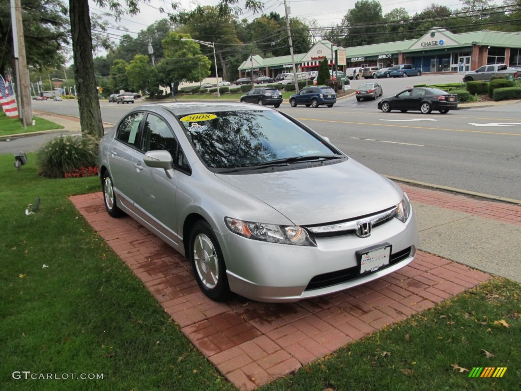 2008 Civic Hybrid Sedan - Alabaster Silver Metallic / Blue photo #3