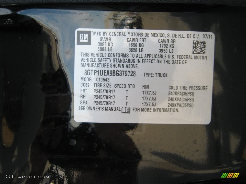 2011 GMC Sierra 1500 SL Crew Cab Info Tag Photo #54929059
