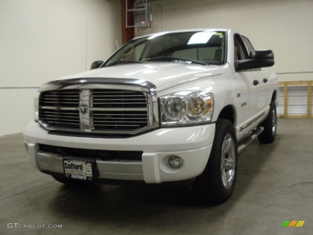 2008 Ram 1500 Laramie Quad Cab 4x4 - Bright White / Khaki photo #1