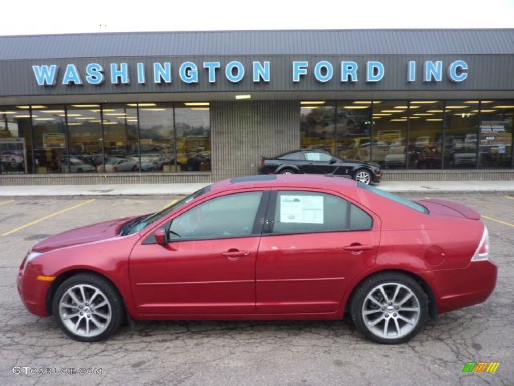 2009 Fusion SE - Redfire Metallic / Red/Charcoal Black Leather photo #1