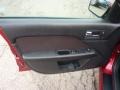 2009 Ford Fusion Red/Charcoal Black Leather Interior Door Panel Photo
