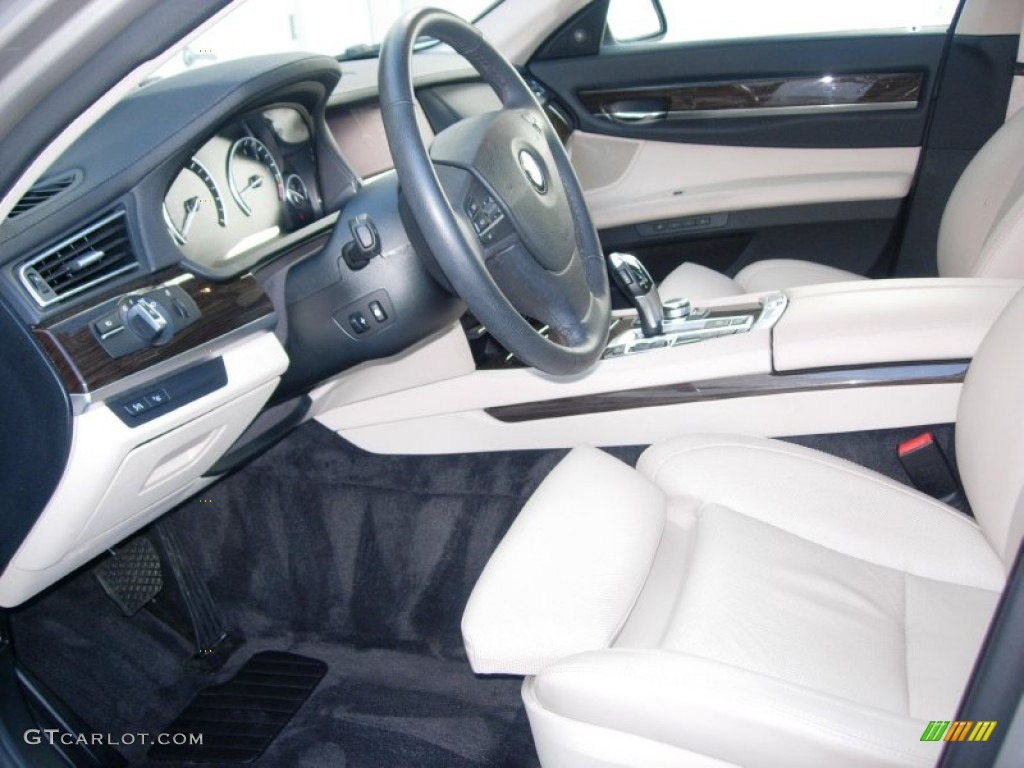 Oyster/Black Nappa Leather Interior 2010 BMW 7 Series 750Li Sedan Photo #54943837