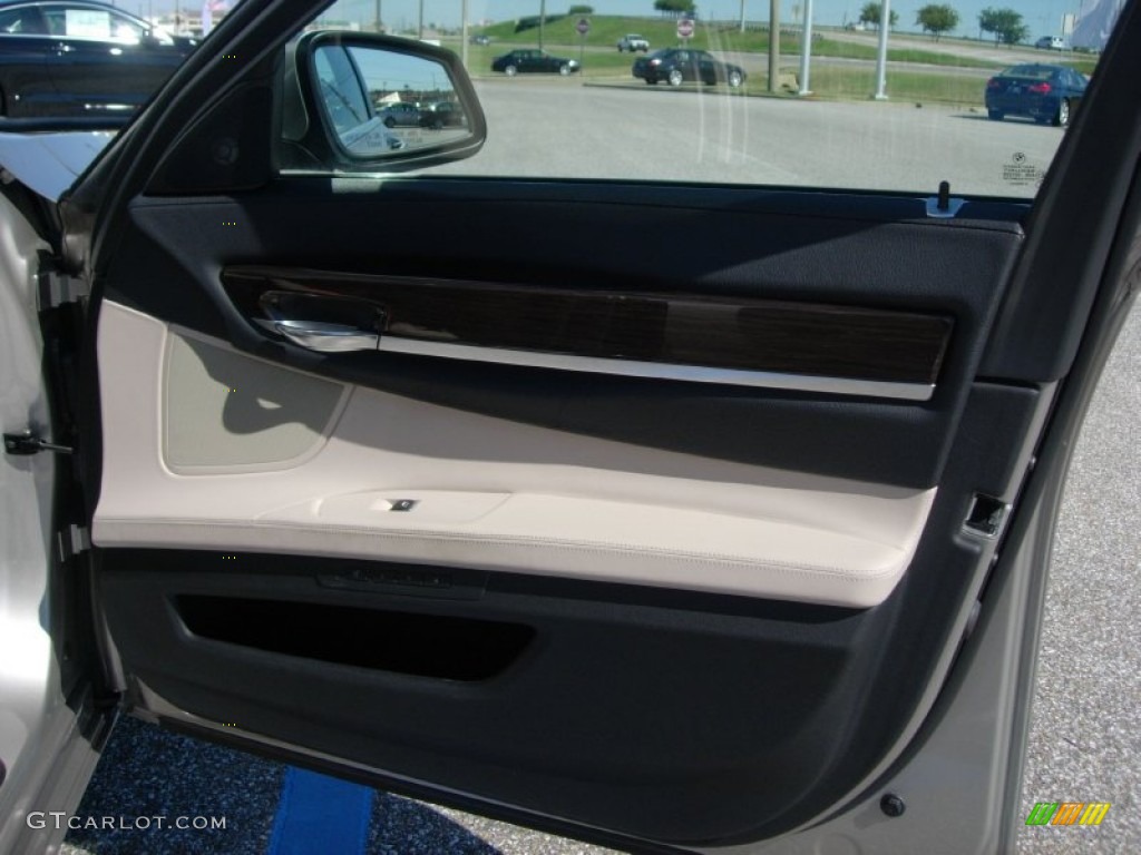 2010 BMW 7 Series 750Li Sedan Oyster/Black Nappa Leather Door Panel Photo #54943923