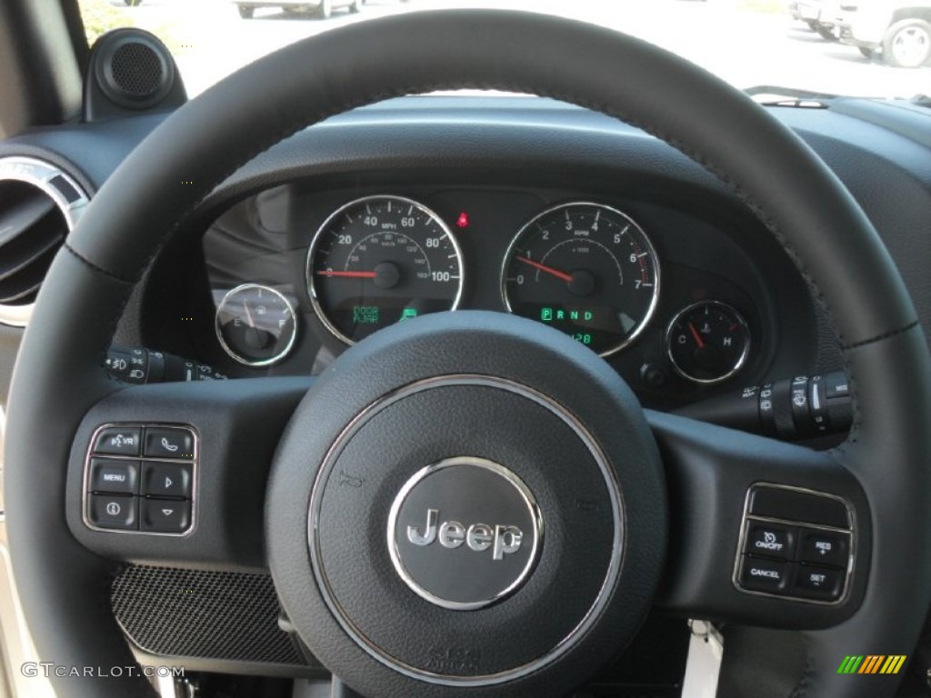 2011 Jeep Wrangler Sahara 4x4 Black Steering Wheel Photo #54949047